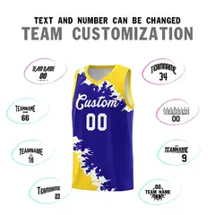 Royal Gold-White Sparkle Print Basketball Kits 4