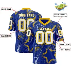 Royal Gold White Star Graffiti Authentic Football Jersey 2