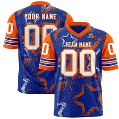 Royal Gold White Star Pattern Authentic Football Jersey 1