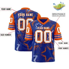 Royal Gold White Star Pattern Authentic Football Jersey 2