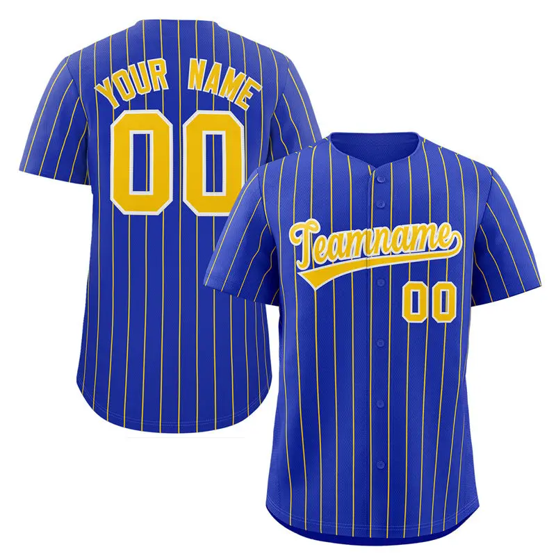 Royal Gold-White Stripe Authentic Fashion Baseball Jersey