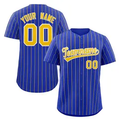 Royal Gold-White Stripe Authentic Fashion Baseball Jersey