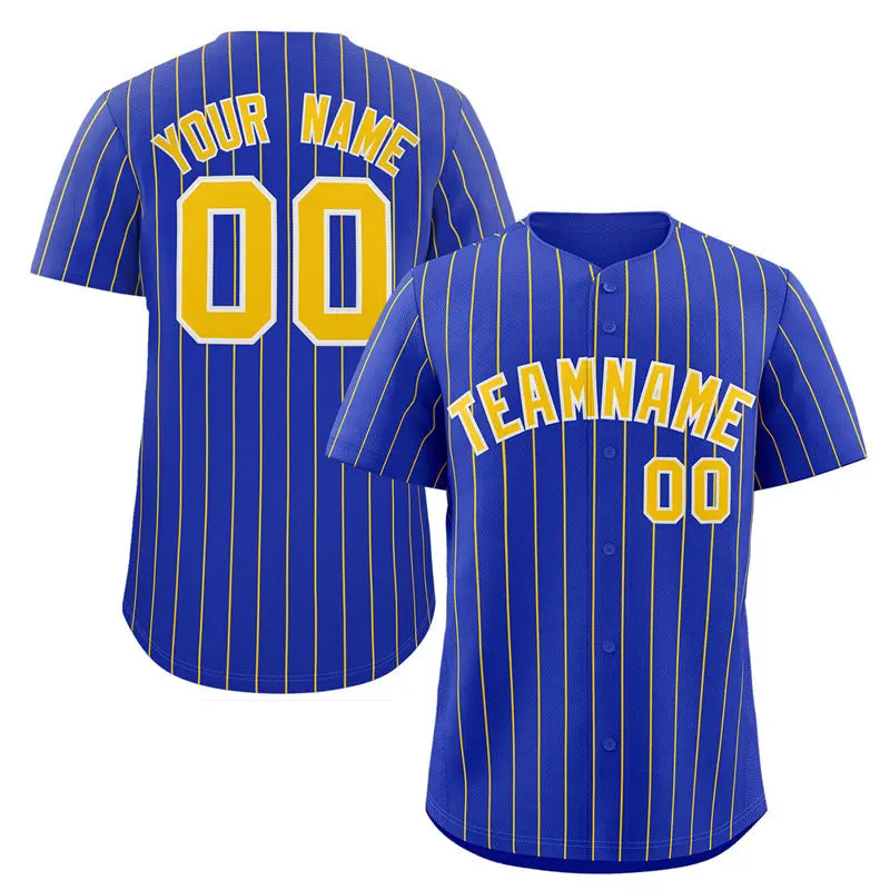 Royal Gold-White Stripe Authentic Fashion Baseball Jersey