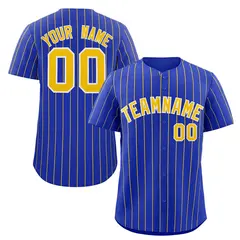 Royal Gold-White Stripe Authentic Fashion Baseball Jersey 1