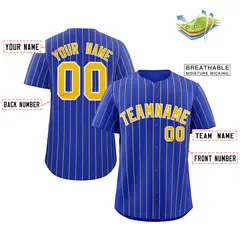 Royal Gold-White Stripe Authentic Fashion Baseball Jersey 2