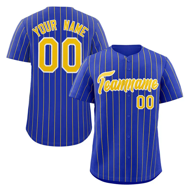 Royal Gold-White Stripe Authentic Fashion Baseball Jersey