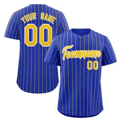 Royal Gold-White Stripe Authentic Fashion Baseball Jersey