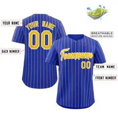 Royal Gold-White Stripe Authentic Fashion Baseball Jersey 2