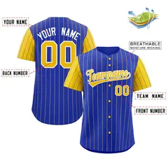 Royal Gold-White Stripe Raglan Baseball Jersey 2