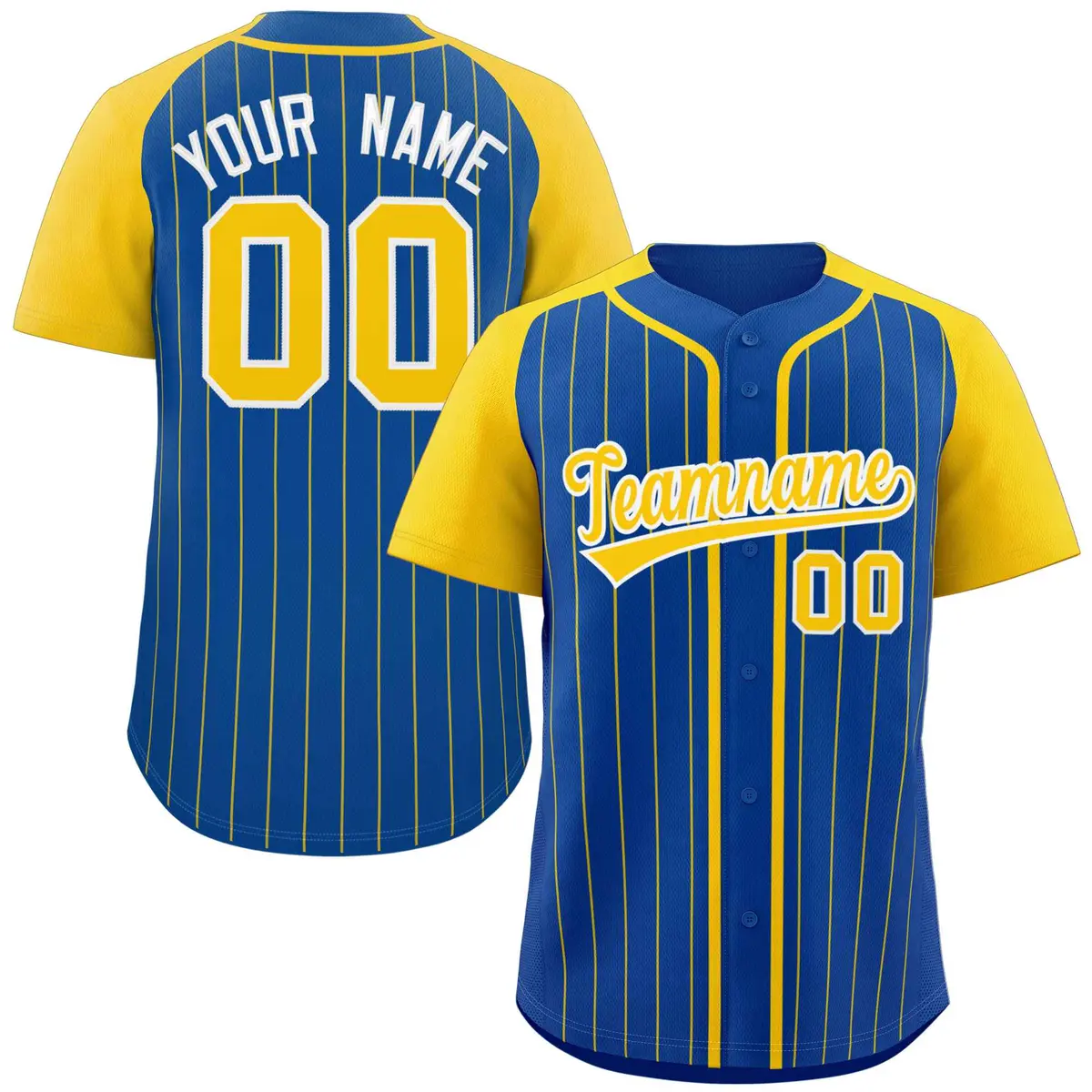 Royal Gold-White Stripe Raglan Baseball Jersey