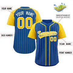 Royal Gold-White Stripe Raglan Baseball Jersey 2
