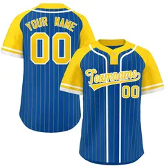 Royal Gold-White Stripe Raglan Two-Button Softball Jersey