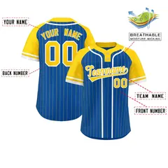 Royal Gold-White Stripe Raglan Two-Button Softball Jersey 2