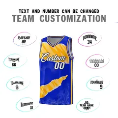Royal Gold-White Tear Graffiti Sports Basketball Jersey 4