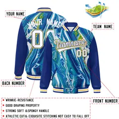 Royal Gold-White Tie Dye Graffiti Varsity Letterman Jacket 2