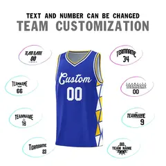 Royal Gold-White Triangle Splicing Basketball Jersey 3