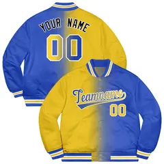 Royal Gold-White Two Tone Gradient Letterman Varsity Jacket