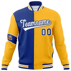 Royal Gold-White Two Tone Split Letterman Varsity Jacket 5