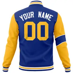 Royal Gold-White Two Tone Split Letterman Varsity Jacket 6