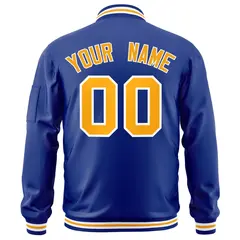 Royal Gold-White Varsity Full-Zip Letterman Bomber Jacket 4