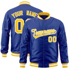 Royal Gold-White Varsity Full-Zip Letterman Bomber Jacket 1