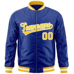 Royal Gold-White Varsity Full-Zip Letterman Bomber Jacket 3