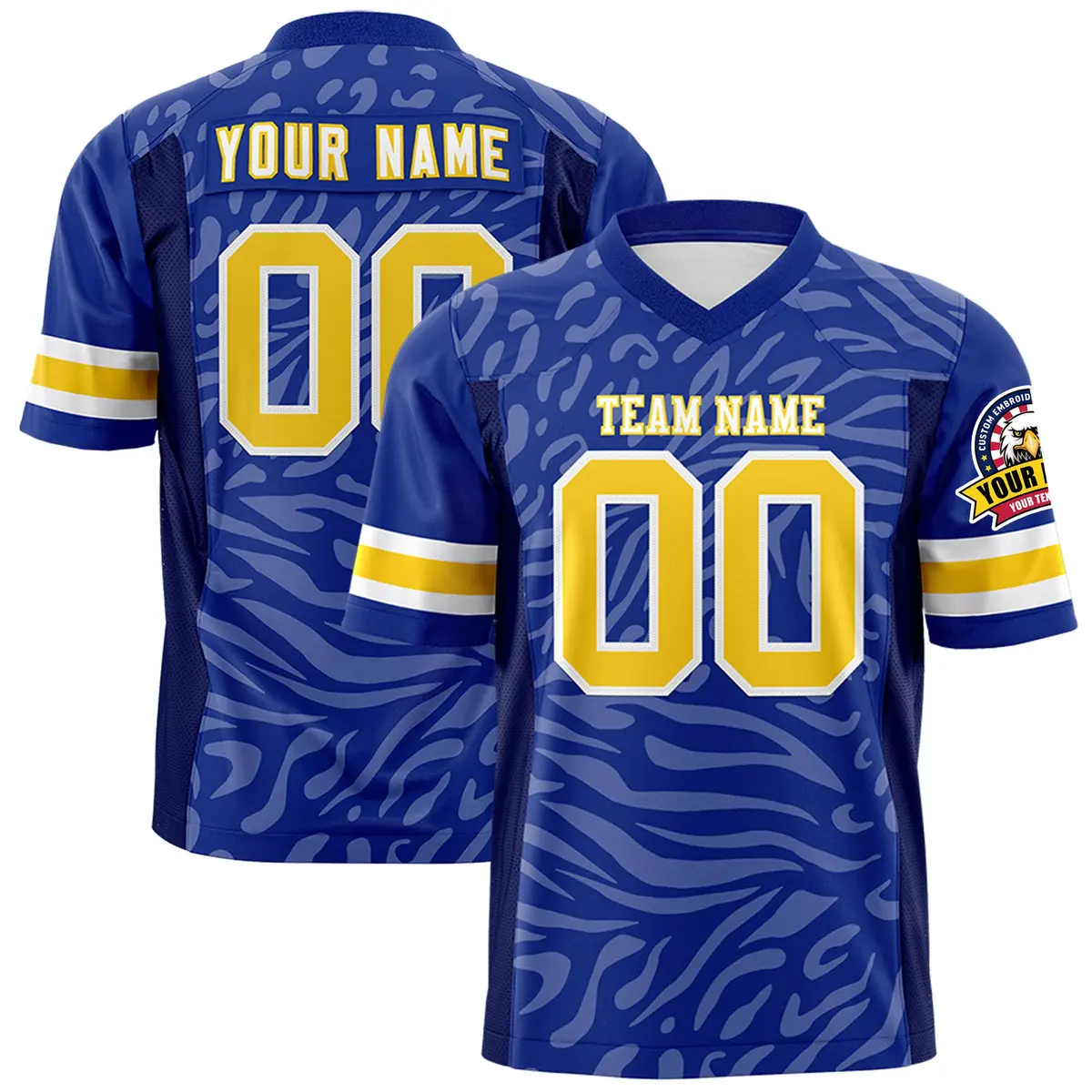 Royal Gold-White Zebra Stripes Football Jersey