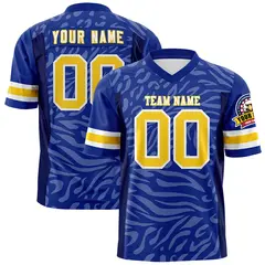 Royal Gold-White Zebra Stripes Football Jersey 1