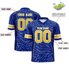 Royal Gold-White Zebra Stripes Football Jersey 2