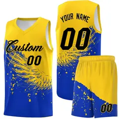 Royal Gold Wing Pattern Basketball Jersey Sports Uniform