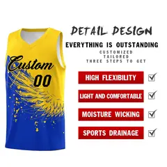 Royal Gold Wing Pattern Basketball Jersey Sports Uniform 2