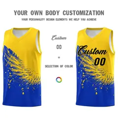 Royal Gold Wing Pattern Basketball Jersey Sports Uniform 3