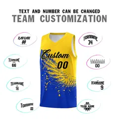 Royal Gold Wing Pattern Basketball Jersey Sports Uniform 4