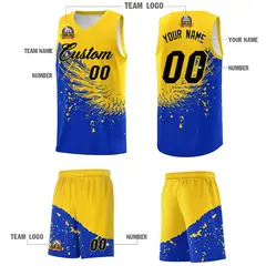 Royal Gold Wing Pattern Basketball Jersey Sports Uniform 5