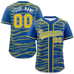 Royal Gold Zebra Graffiti Authentic Baseball Jersey