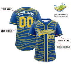 Royal Gold Zebra Graffiti Authentic Baseball Jersey 2