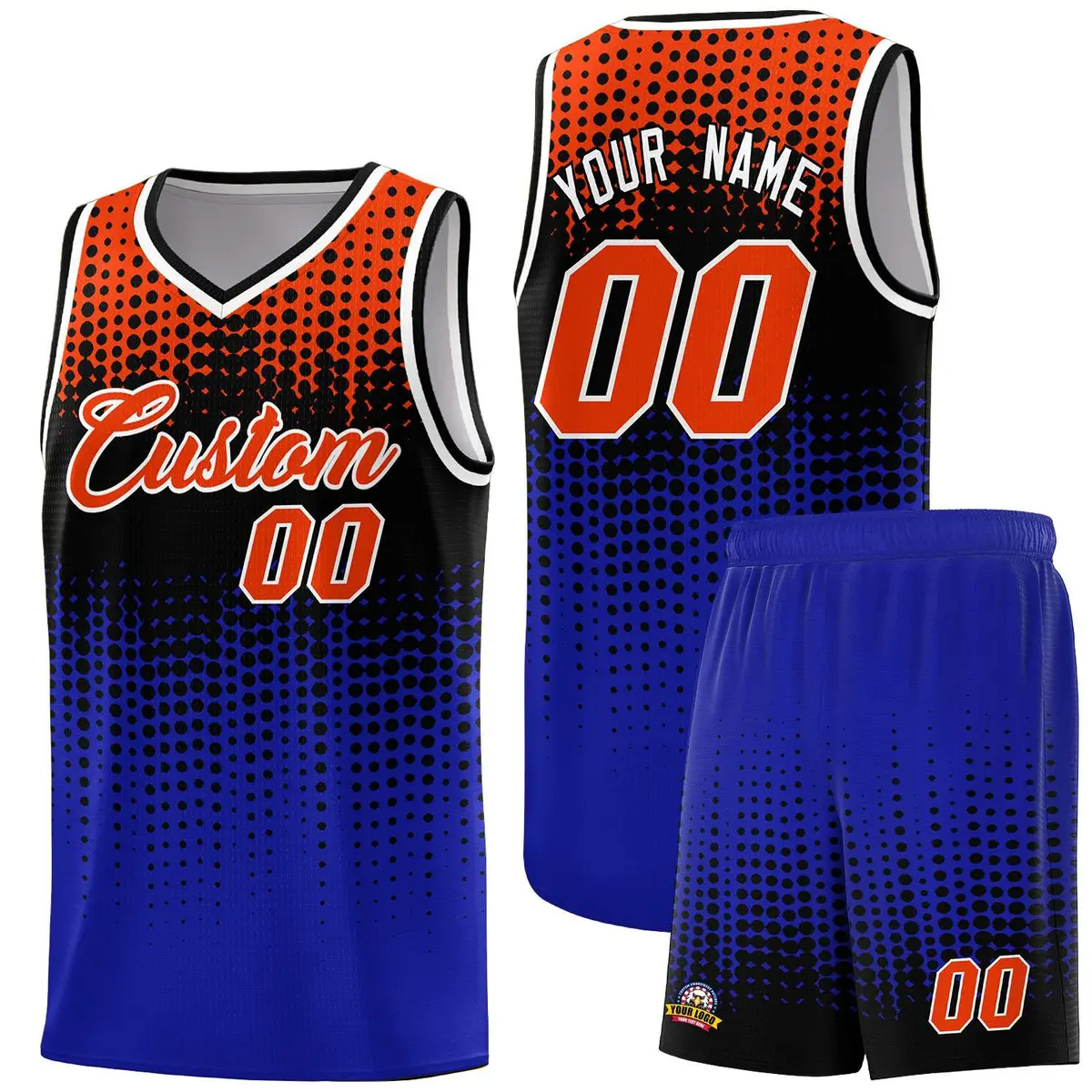 Royal Gradient Dots Pattern Basketball Jersey