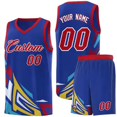 Royal Gradient Graffiti Pattern Basketball Jersey 1