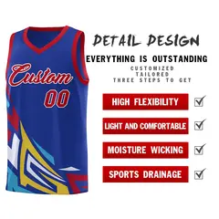 Royal Gradient Graffiti Pattern Basketball Jersey 2