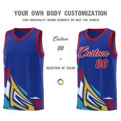 Royal Gradient Graffiti Pattern Basketball Jersey 3
