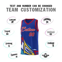Royal Gradient Graffiti Pattern Basketball Jersey 4