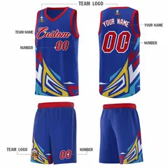Royal Gradient Graffiti Pattern Basketball Jersey 5