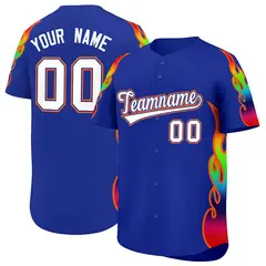 Royal Graffiti Multicolored Flames Print Baseball Jersey