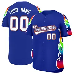 Royal Graffiti Multicolored Flames Print Baseball Jersey 1