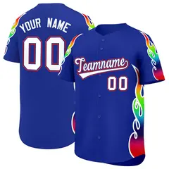 Royal Graffiti Multicolored Flames Print Baseball Jersey 1