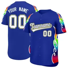 Royal Graffiti Multicolored Flames Print Baseball Jersey 1