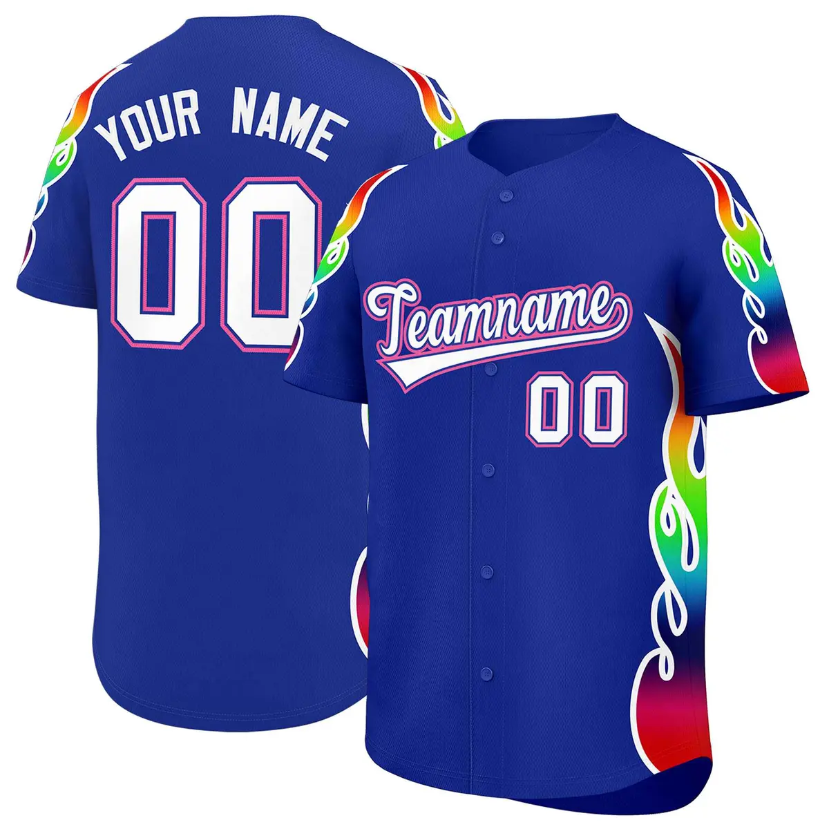 Royal Graffiti Multicolored Flames Print Baseball Jersey