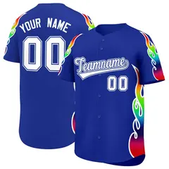 Royal Graffiti Multicolored Flames Print Baseball Jersey 1