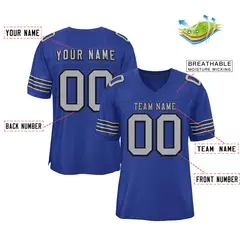 Royal Gray-Black Classic Style Authentic Football Jersey 2