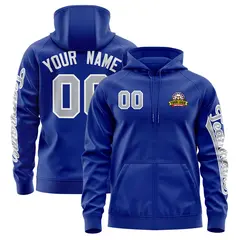 Royal Gray Classic Full-Zip Varsity Letterman Jacket Hoodie 1